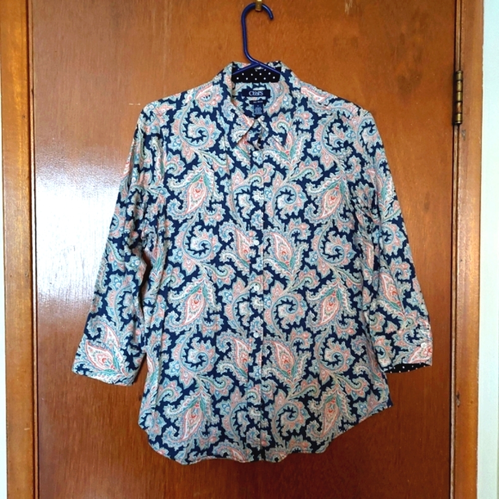 Chaps no iron paisely 3/4 sleeve button down